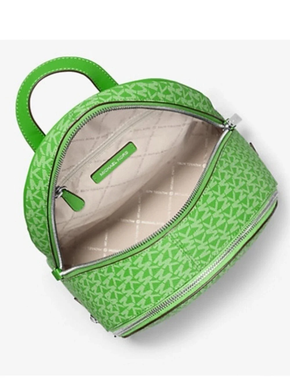 Michael Kors Rhea Medium Logo Green Backpack